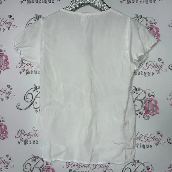 H&M blouse white cream button down style linen type shirt top cute cottagecore - Picture 2 of 7